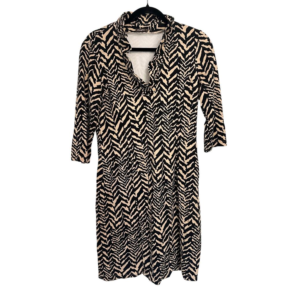 J. McLaughlin Terin Sheath Dress Tigre Tiger Animal Print Ruffle Catalina - M